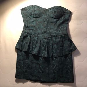 Strapless Rose Peplum Dress.